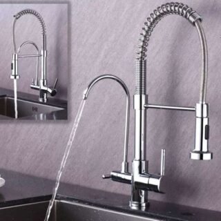 Torneira para Cozinha Gourmet de Mesa Dupla Nell – F-02 CRO Prata