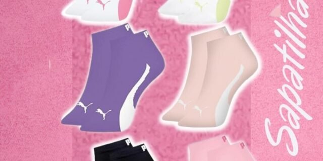 Kit 6 Pares Meia Puma Sapatilha Esportiva Cano Curto Feminina Adulto (2 Opções)