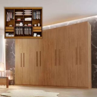 Guarda Roupa Casal Hera 8 Portas e 4 Gavetas (3 Cores)