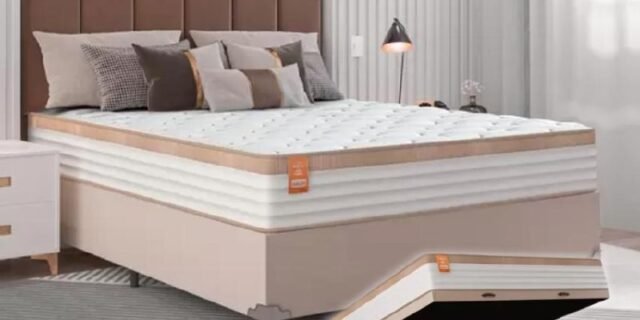 Cama Box Casal Colchão Molas Ensacadas Real ou com Baú
