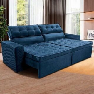 Sofá 3 Lugares Cama inBox Belém Retrátil/Reclinável com 200 cm de Largura e Revestido em Suede Velusoft (3 Cores)