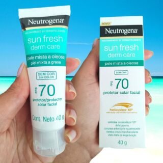 Neutrogena Sun Fresh Protetor Solar Facial Para Pele Oleosa Derm Care Sem Cor FPS 70, 40g
