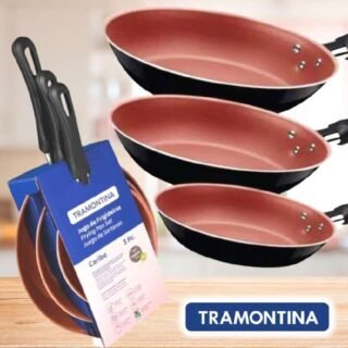 Tramontina JOGO FRIGIDEIRAS 3PCS CARIBE PRETO