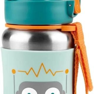 Skip Hop Copo infantil com canudo, garrafa de canudo de aço inoxidável Sparks, Rocket