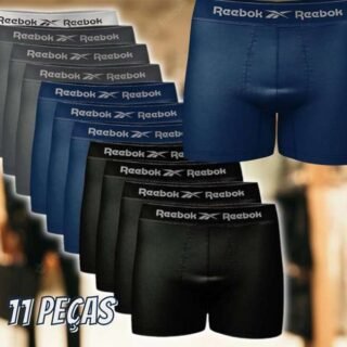 Kit 11 Cuecas Boxer Reebok Masculinas Microfibra Adulto Box Sem Costura