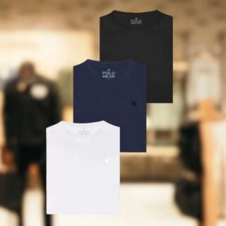 Kit 3 Camisetas Masculinas 100% Algodão Polo Wear Sortido