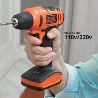 Black Decker Furadeira E Parafusadeira 3/8 Pol Bateria, Com 13 Acessórios E Caixa Transparente