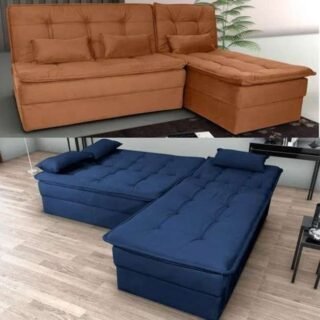 Sofá-cama Casal 3 Lugares Fixo Reclinável Veludo Matrix Dafne