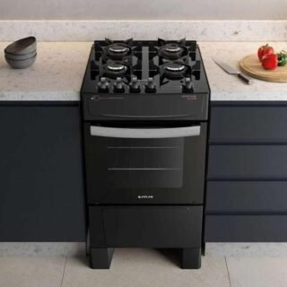 Fogão de pé Atlas Atenas Glass 4Q gás engarrafado 4 queimadores porta com visor 50L