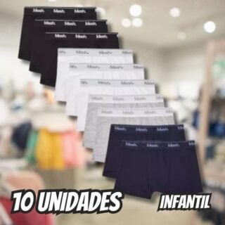 Kit Com 10 Cuecas Infantis Para Meninos Boxer Algodão Mash