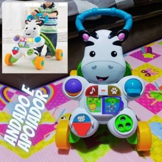 FISHER-PRICE, Andador e Apoiador para bebês, Formato Zebra, Com Sons Educativo