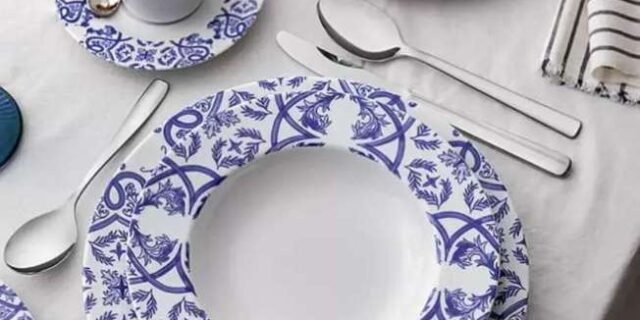 Aparelho de Jantar Sobremesa e Chá 20 Peças Tramontina de Porcelana Azul Redondo Algarve