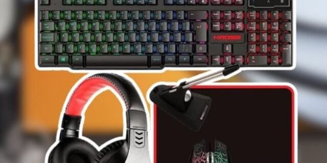 KIT GAMER 5 EM 1 MOUSE, TECLADO, MOUSE PAD, HEADSET E MOUSE BUNGEE