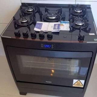 Fogão de chão Dako Supreme Black Glass a gás/elétrico 5 queimadores