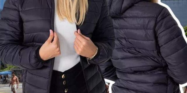 Jaqueta Feminina Puffer Bobojaco Capuz Com Nylon Impermeável