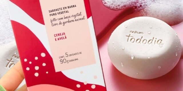 Sabonete em Barra Puro Vegetal Tododia Cereja e Avelã 5 un de 90 g cada