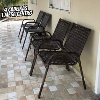 Alpendre Sacada Prédio kit 4 cadeira