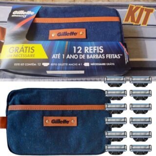Gillette 1 Kit Mach3, Carga para Aparelho 12 Uds + 1 Nécessaire