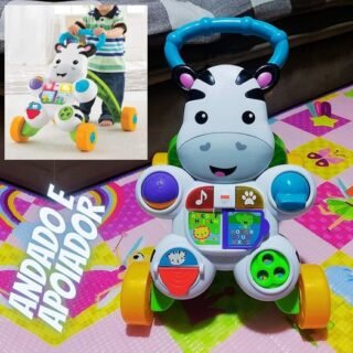 FISHER-PRICE, Andador e Apoiador para bebês, Formato Zebra, Com Sons Educativo