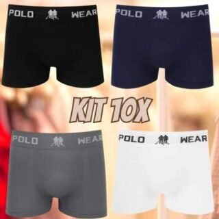 Kit 10 Cuecas Boxer Microfibra Polo Wear Sortido