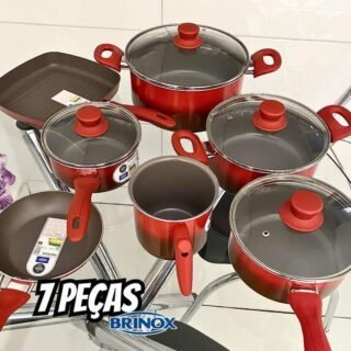 Jogo de Panelas 7 Peças Ceramic Life Easy – Vermelha