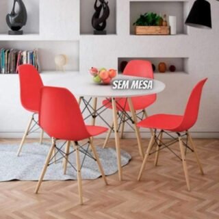 Conjunto 4 Cadeiras Eames Eiffel com pés de madeira