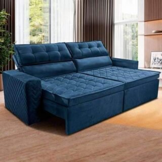 Sofá 3 Lugares Cama inBox Belém Retrátil/Reclinável com 200 cm de Largura e Revestido em Suede Velusoft
