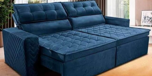 Sofá 3 Lugares Cama inBox Belém Retrátil/Reclinável com 200 cm de Largura e Revestido em Suede Velusoft