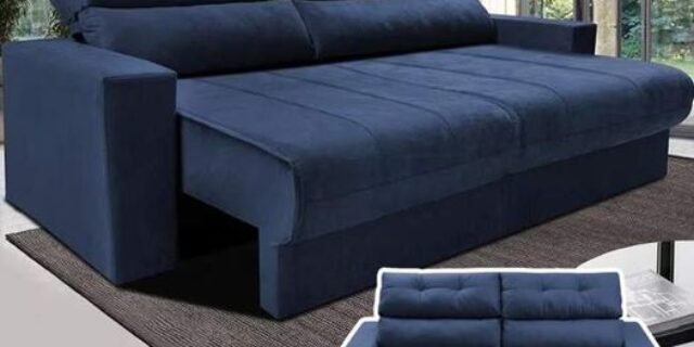 Sofá 3 lugares Cama inBox Clean com assento Retrátil e encosto Reclinável