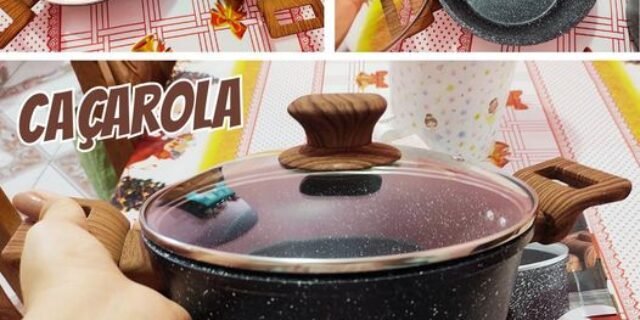 Caçarola ColorStone de alumínio com antiaderente e tampa de vidro