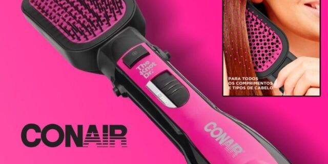 Conair, Escova Secadora, Seca, Alisa e Desembaraça, Escova All-In-One, 1000W, Knot Dr, Rosa 127V