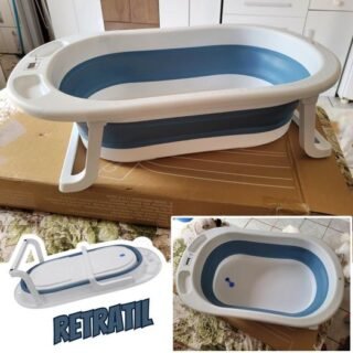 Banheira Retratil Portátil Dobrável Infantil com Termometro Digital Banho Bebê