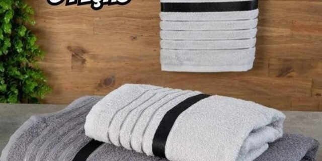 Jogo de Toalhas de Banho Karsten de Algodão e Poliéster Otto Artico e Baltico 3 Peças