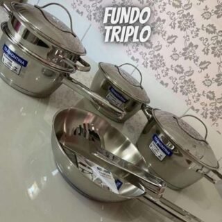 Jogo de Panelas Tramontina Allegra em Aço Inox com Fundo Triplo 5 Peças