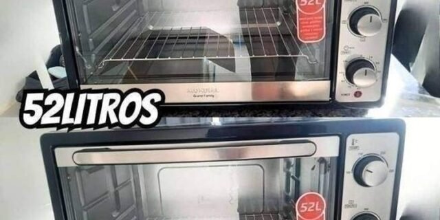 Forno Elétrico de Bancada Mondial com Timer – 52L Preto e Prata Grand Family II FR-52
