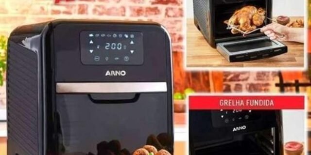 Fritadeira sem Óleo Airfryer Arno Oven & Grill Expert Preta 11L Forno Inox Digital 1800W UFE9 127V