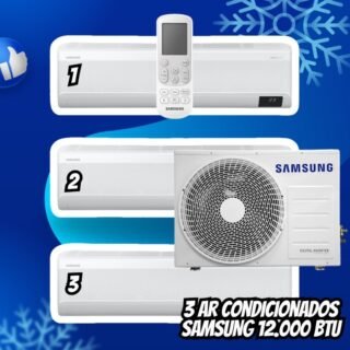 Kit 3 Ar Condicionados 12.000 Btu Sem Vento Samsung WindFree Frio 220V