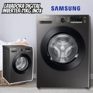 Lavadora Digital Inverter Samsung Porta Black WW11T Inox 11kg 127V
