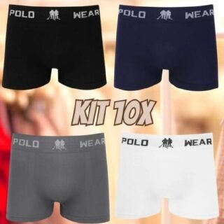 Kit 10 Cuecas Masculinas Boxer Microfibra Lisa Polo Wear