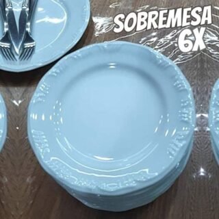 Estojo com 6 Pratos Sobremesa em Porcelana Schmidt