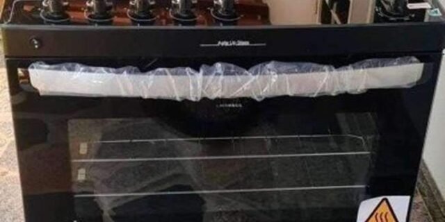 Fogão Atlas 5 Bocas preto Atenas Glass com Acendimento automático