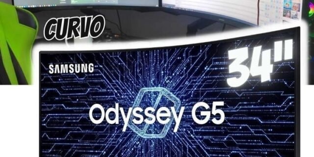 Monitor Gamer Curvo Samsung Odyssey 34’’, Ultra WQHD, 165Hz