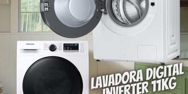 Samsung Lavadora de Roupas Digital Inverter Porta Black WW11T Branca 11kg 220V