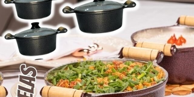 Jogo 5 Panelas Cerâmica Aluminio Fundido Antiaderente