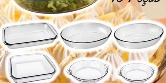 Conjunto de Travessas Refratárias Marinex em Vidro – 10 Peças