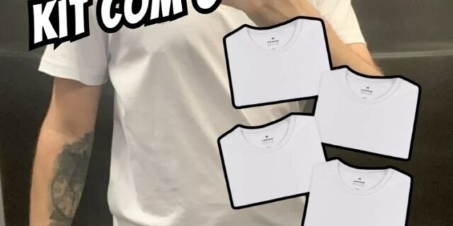 Kit Com 5 Camisetas Masculinas Básicas Hering