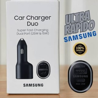CARREGADOR VEICULAR 2 SAÍDAS USB-C/USB-A ULTRA RAPIDO PRETO 40W SAMSUNG SEM CABO