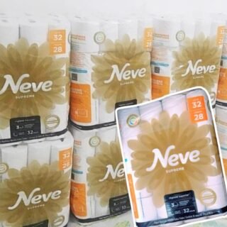 Neve Papel Higiênico Supreme Folha Tripla, 20m ou Personal Papel Higiênico VIP Folha Dupla 30M ou Neve Papel Higiênico Toque de Seda Folha Dupla, 30m, Leve 32 Pague 28 Rolos