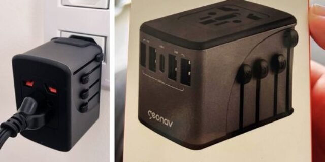 Geonav Carregador Universal com Adaptadores de Viagem, 4 Portas USB + 1 USB-C