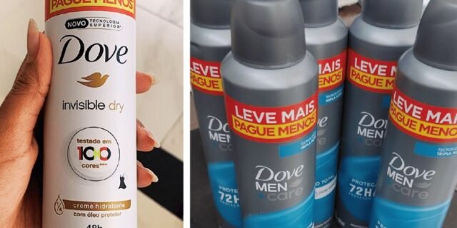 Dove Desodorante Antitranspirante Aerossol Invisible Dry 250 ML ou Dove Antitranspirante Aerossol Cuidado Total Men + Care, Leve Mais e Pague Menos
